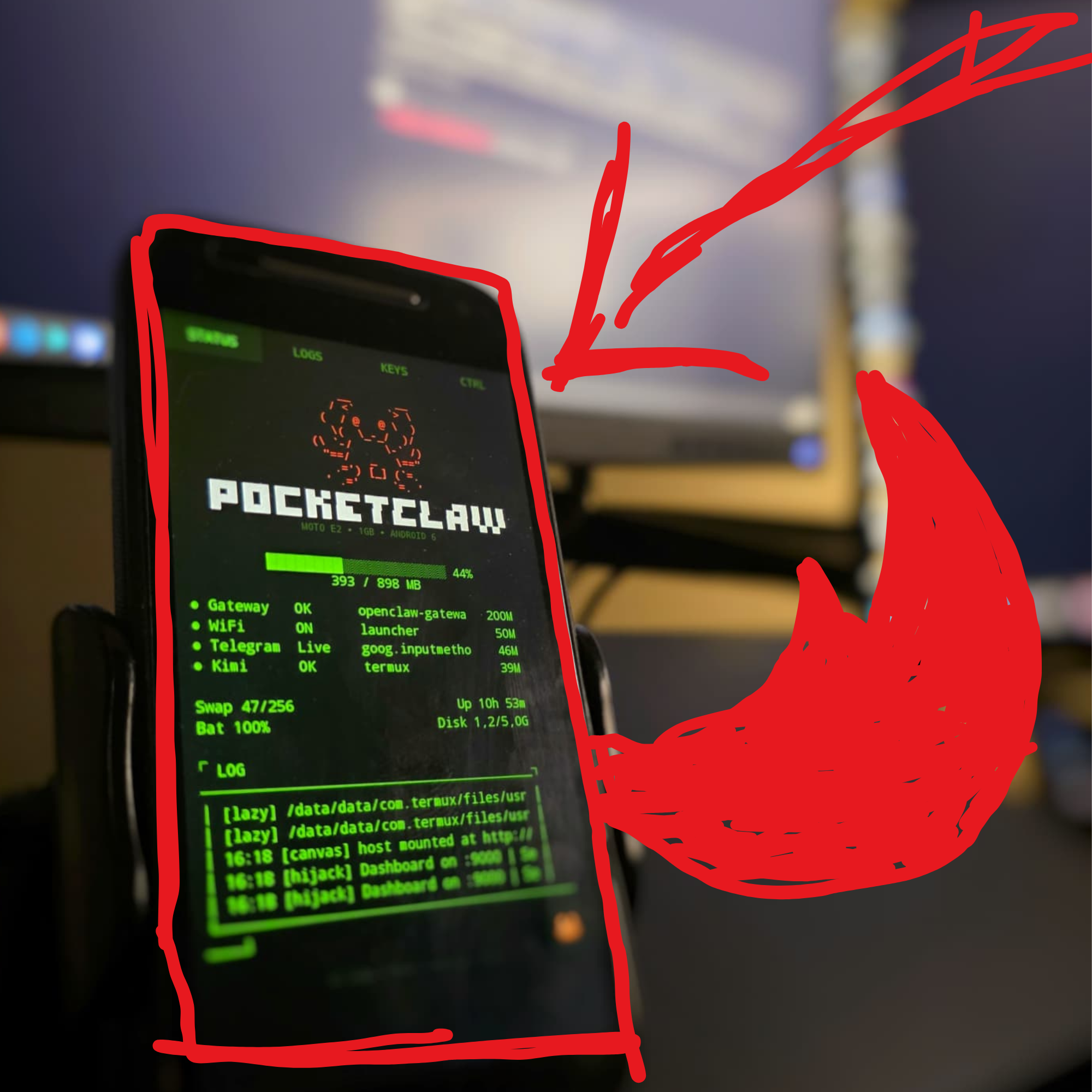 PocketClaw running on a phone